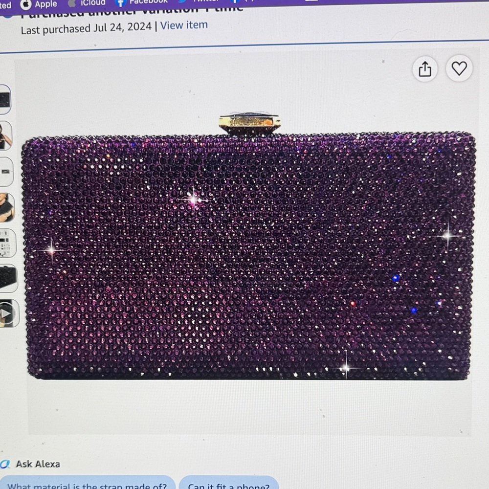Purple Crystal Evening Clutch - Sparkling Rhinestone Box Bag